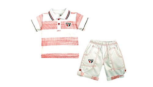 Conjunto Camiseta Polo e Bermuda São Paulo, Rêve D'or Sport, Criança Unissex, Branco/Vermelho, 2