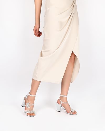 Joseywade Butterfly Heels Heeled Sandals Rhinestone Crystal Butterflies Heels Open Toe Chunky Block High Heels 3.5 Inch Women's Shoes2