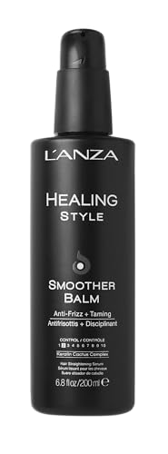 L'ANZA Healing Style Smoother Balm, New & Improved Keratin Hair Treatment & Hair Straightener Serum, Heat Protection & Anti Frizz Formula, for Curly, Frizzy & Wavy Locks