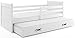 Interbeds Lit gigogne Rico 190x90 avec sommiers et Matelas, Blanc + la 2eme Couleur choisie (Blanc+Blanc)