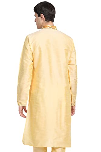 SKAVIJ Men's Art Silk Kurta Top Indian Wedding Casual Long Shirt Festive Party Wear Dress2