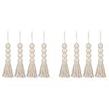 Ervic Guirnaldas de Cuentas de Madera, Borlas de Cuentas de Granja, Cuentas de Oración de Decoración Rústica para la Decoración de la Perilla de la Puerta del Hogar (8 Piezas)