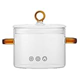 Olla A Fuego Lento Transparente Olla De Vidrio Para Cocinar Olla Transparente Con Tapa Olla De Vidrio De Doble Asa De 1,5 L Olla A Fuego Lento Transparente Para Microondas Ollas De Vidrio Universales