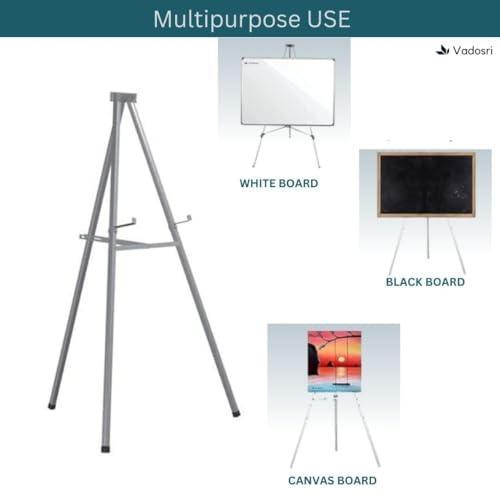 Image of 5 FT Heavy Duty Folding Easel Stand for White board | Black board| Notice Board| Sun Board | Presentation| Office | Display| Advertisement (Can Hold Upto 3X4 Feet Whiteboards) [Grey]