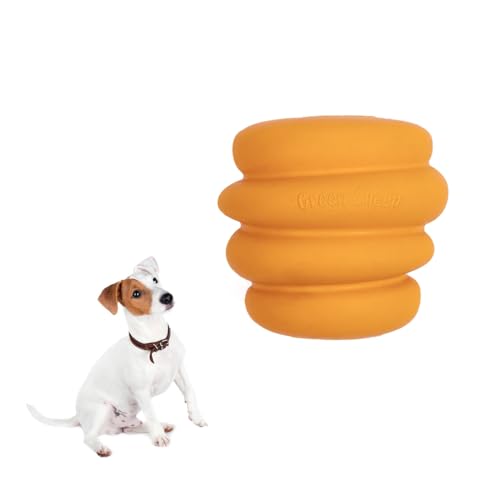 Image of Green Sheep Enrichment Dog Ball for Small Dogs, Natural Rubber Treat Dispensing Chew Toy for Mental Stimulation & Boredom Relief, Interactive Dog Toys, Yellow