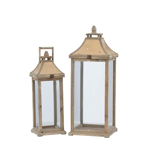 Large and Small Wood and Glass Candle Lanterns - 30