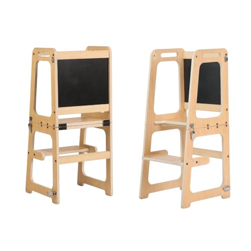 Ariro Wooden Learning Tower for Toddlers | Montessori Kitchen Helper Stool | Convertible to Table & Chair | Adjustable Height | Step Stool | Safe & Independent Play for Kids