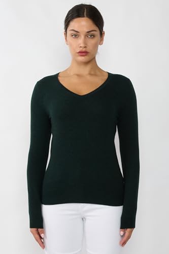 Image of JENNIE LIU Women's 100% Pure Cashmere Long Sleeve Pullover V Neck Sweater