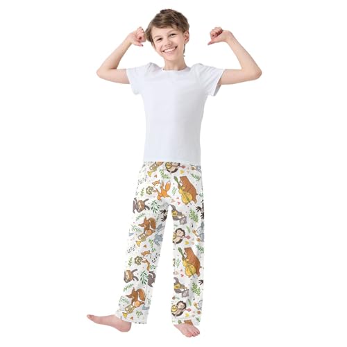 Bear Hedgehog Love Music Boys Long Pants Soft Trousers Elastic Waist Kids Lounge Bottoms with Pockets S-XL2