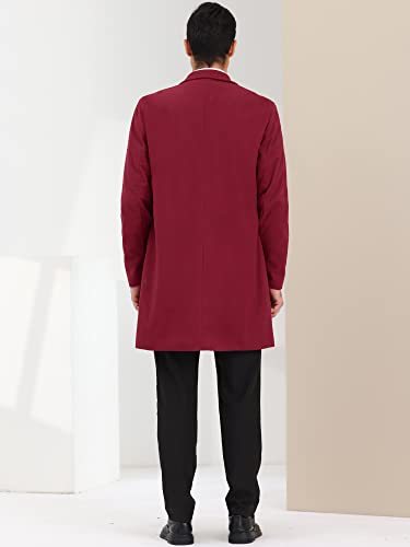 Image of Lars Amadeus Men's Trench Coat Notch Lapel Single Breasted Classic Long Pea Coats Overcoat