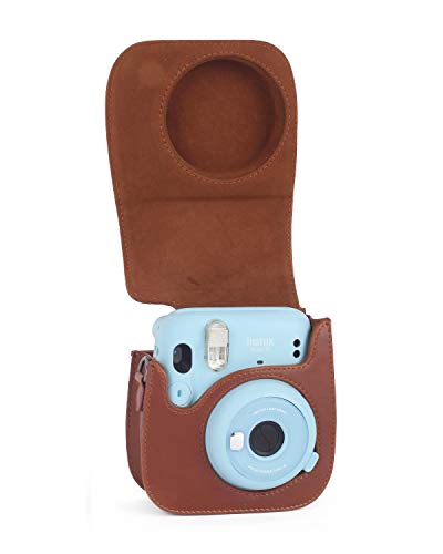 Funda para cámara Instax Mini 12 con correa ajustable marrón miniatura 3