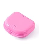 JMU Retainer Case, Orthodontic Retainer Case with Vent Holes, Mouth Guard Dental Storage Container, Pink