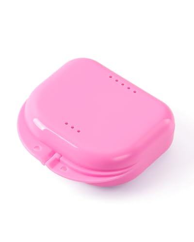JMU Retainer Case Orthodontic Retainer Case with Vent Holes Mouth Guard Dental Storage Container Pink