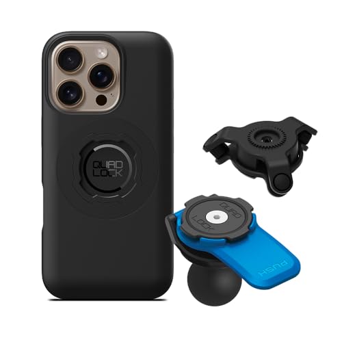 Image of Quad Lock 1 inch Ball Adaptor for Motorcycle Phone Mount with Vibration Dampener and MAG Phone Case for iPhone 16 Pro