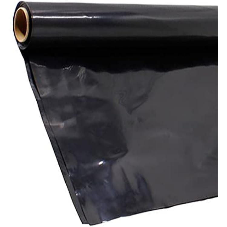 HFS(R) Black Plastic Sheeting Tarp Roll 6 MIL Vapor Barrier Moisture Barrier for Painting, Plastic Mulch, Weed Barrier, Concrete Moisture, Construction Film, Lumber Tarp, Ground Cover (10FTX25FT)