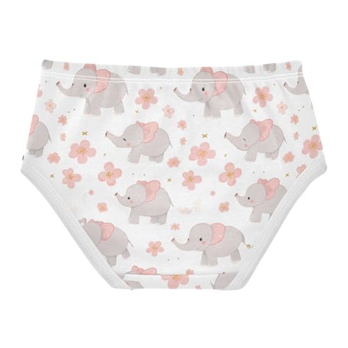 Wusikd Cute Elephants Girls' Underwear Cotton Flowers Girls Briefs Soft Toddler Underwear 2T2