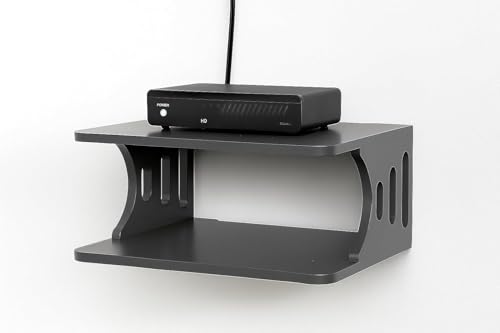 Image of Set Top Box Stand Wall Shelf & WiFi Modem Display Rack for Living Room (Full Grey)