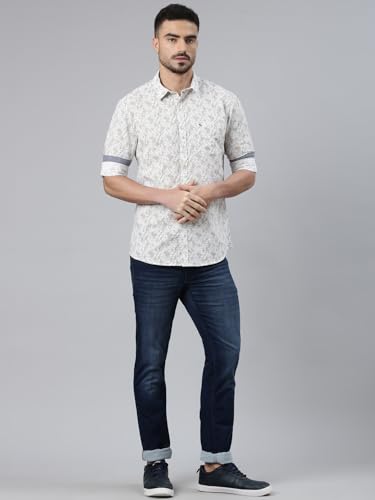 Image of Classic Polo Men's Full Sleeve Multicolor Polo Neck Slim Fit All-Over Print Cotton Shirt