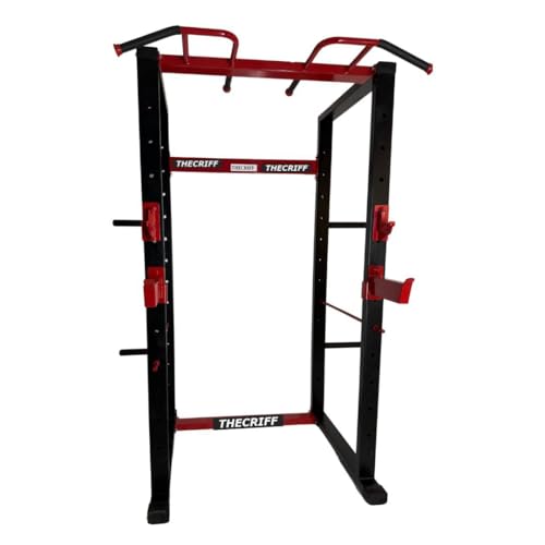 Image of Commercial Power Rack (TC300) - Chin-Up Bar, J-Lock, Squat Locks, Plate Storage, Safety Rods - Heavy-Duty Steel Frame with Durable Powder Coating for Strength Training & Home Gym