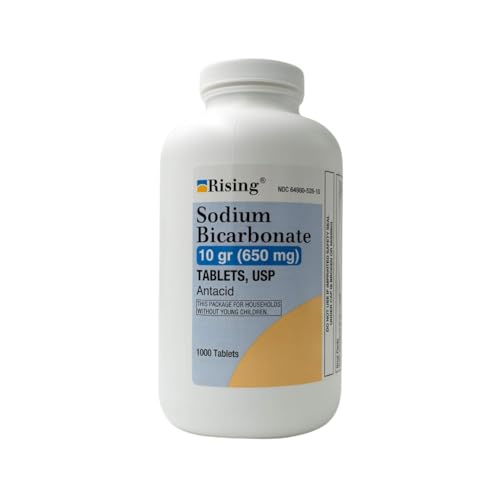 Rising Health Sodium Bicarbonate USP 650 mg Antacid Tablets | Relieves Acid Indigestion Heartburn Sour Stomach & Upset Stomach - 1000 Tablets