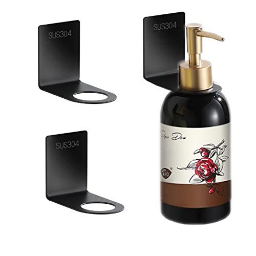 Soporte Dispensador Botellas Jabón, 3Pcs Soporte Dispensador Jabon Ducha, Soporte Bomba Montado en la Pared para Balcón de Baño de Cocina, Negro(27mm) Cover