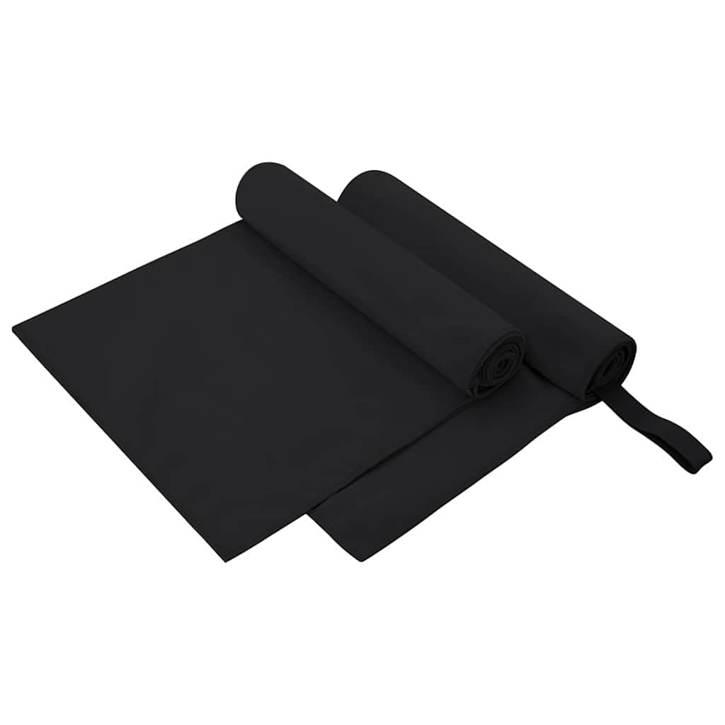 Toallas Deportivas 2 Unidades Negro 100x50cm Secado Rápido Absorbentes y Suave Microfibra Terry para Sauna, Baño, Playa y Gimnasio, Ligeras y Compactas