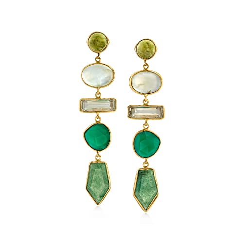 Ross-Simons Multi-Gemstone and 5.25 ct. t.w. Prasiolite Drop Earrings in 18kt Gold Over Sterling -  JSE7 965736 DRP K6