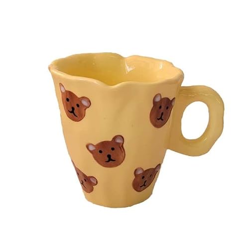 Yuwen 01 Yellow Cute Bear Orange Tulip Mug Creative Milk Cup Coffee Cup Irregular Cloud Ceramic Water Cup Home Decoration