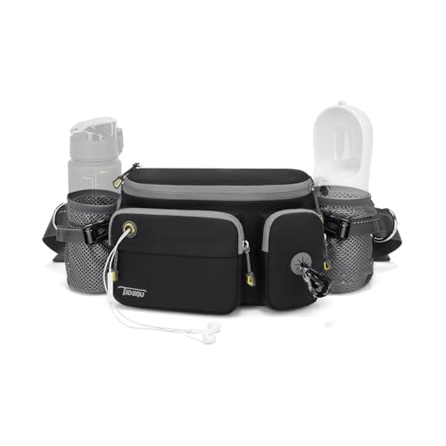 TUDEQU Dog Walking Fanny Pack Large Hiking Waist Pack Waist Bag with 2 Hidden Water Bottle Holder for Men Women,Water resistant Hip Bum Bag with Adjustable Strap for Outdoors Workout Traveling Cycling