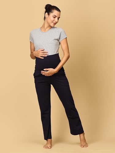 Image of The Mom Store Maternity Track Pants | for Pregnant Women with Ultimate Comfort | Prenatal Yoga Pants | Pre and Post Pregnancy