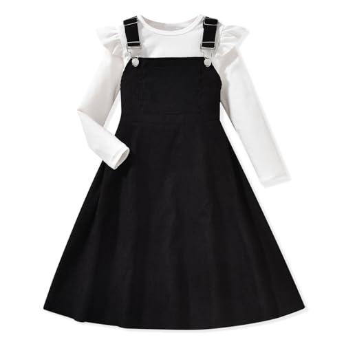 Image of HIHA Little Girls Adjustable Corduroy Pinafore Overall Dress Set Size 6-12