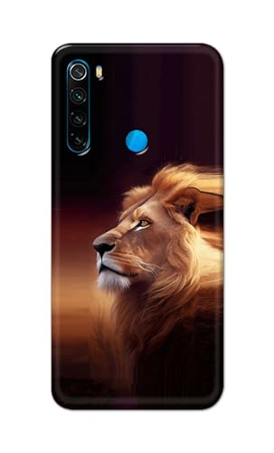 Image of PRINTFIDAA Printed Hard Back Cover Case for Mi Redmi Note 8 Back Cover (Danger Lion) -112