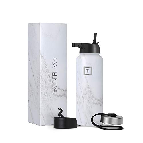 Traveler - 40 oz Water Bottle with Handle & Flip Straw - Fits in Cup Holder, Leak Resistant Tumbler-Reusable Insulated Stainless Steel & Rubber Base - Gifts for Women & Men, Midnight