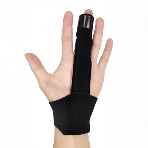Férula para dedos, soporte de dedo ajustable, para dedo medio, índice, anular y meñique, estabilización en fractura, artritis, dedo gatillo, férula de aluminio (1 dedo)