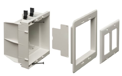 Arlington DVFR2W-1 Recessed Electrical Outlet Mounting Box with Paintable Wall Plate 2-Gang White