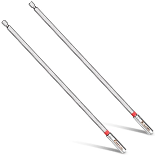 ColumPRO 2er-Set Extra Lange Bithalter 300 mm 1/4 Sechskantschaft aus S2-Stahl Magnetische Bit-Verlängerung für Schlagschrauber & Akkuschrauber Ideal für tiefe Bohrungen