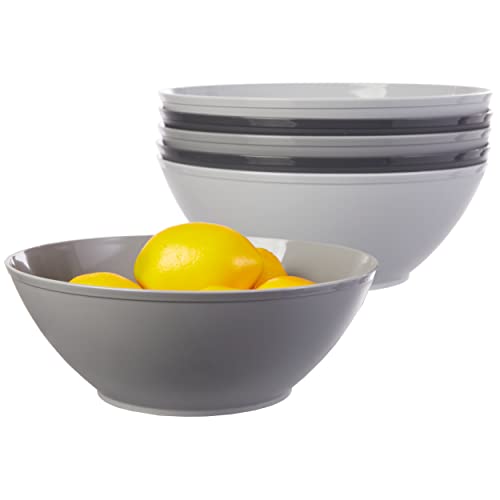 Us Acrylic 10-Inch Large Plastic Serving Bowls | Set Of 6 | Grey Stone | Made In The Usa | Dishwasher Safe #TOP23