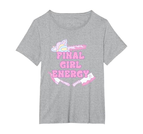 Final Girl Energy Funny Apparel T-Shirt, Women's Plus, Heather Grey, 3X