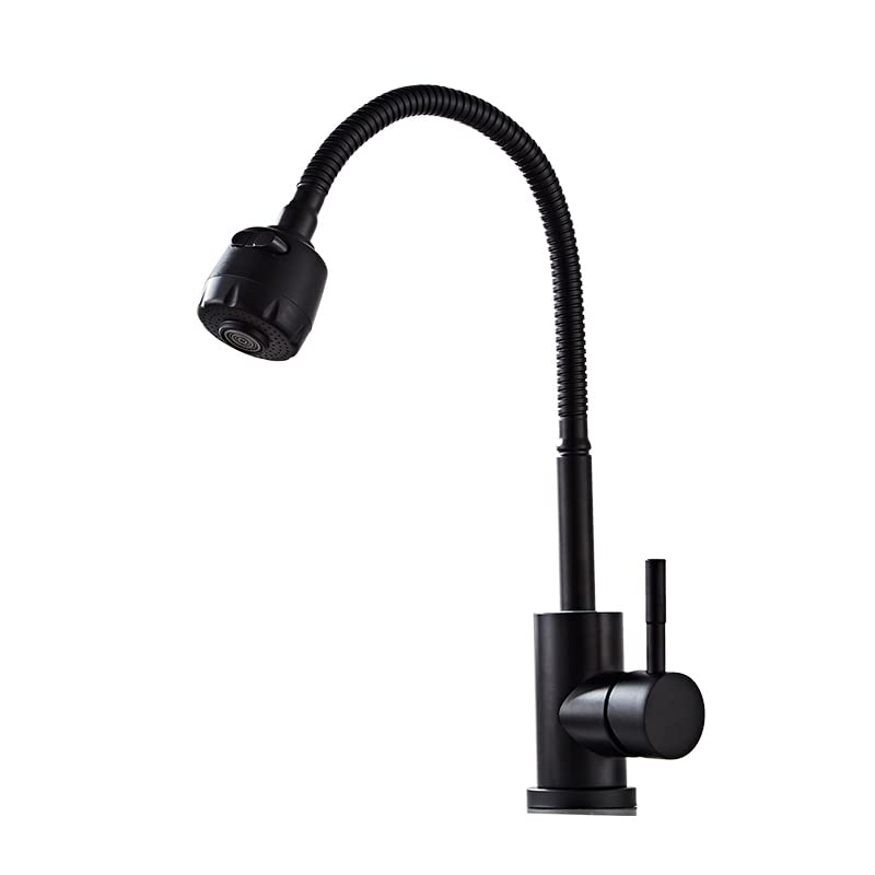 Robinet d'évier de cuisine mitigeur eau chaude froide en acier inoxydable noir