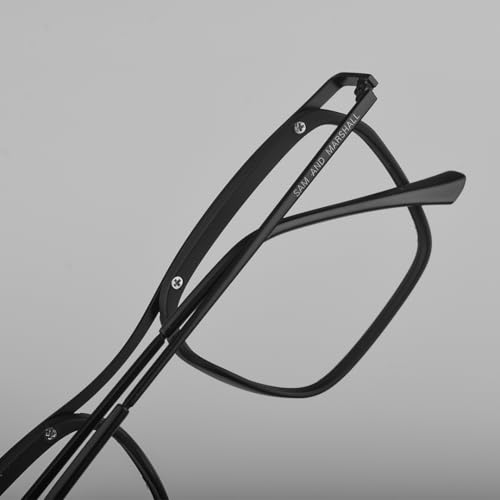Image of SAM AND MARSHALL CHARLIE Eyeglasses - Light Weight Blu-Cut Computer Glasses With Tinted Metal Frames - Prescription Friendly Rectangle Shape for Men & Women