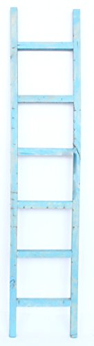 BarnwoodUSA Rustic Farmhouse Decorative Ladder - Our 6 ft Ladder can be Mounted Horizontally or Vertically and is Crafted from 100% Recycled and Reclaimed Wood | No Assembly Required | Robins Egg Blue