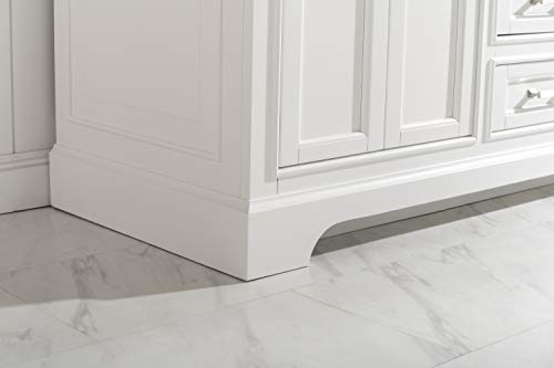 Design Element Ml-60S-Wt Milano 60" Single Bathroom Vanity Set In White With Carrara Marble And Sink #TOP7