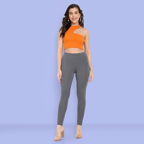 Image of ONE SKY Women Full Length Leggings | Cotton Modal Spandex Blend | High Waist Stretchable & Bio-Washed Fabric | Colour-Lock Technology | Comfortable Leggings for Women