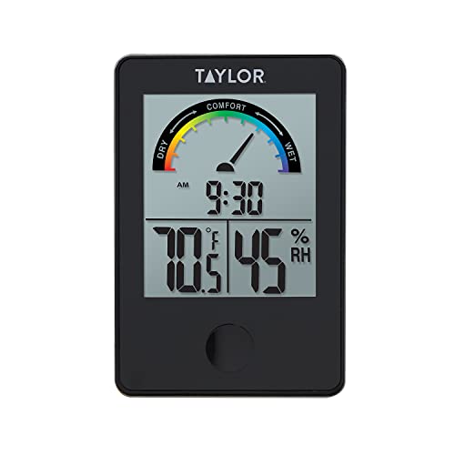 Taylor Digital Indoor Comfort Level Thermometer and Hygrometer, Black