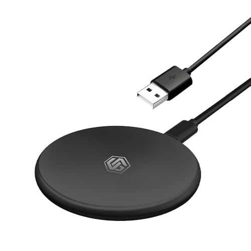 UNIGEN® UNIPAD 200 Wireless Charger, 15W Qi Fast Wireless Charging Pad [USB A to C Cable] Compatible with All Wireless Compatible Smartphones and Earbuds-Black