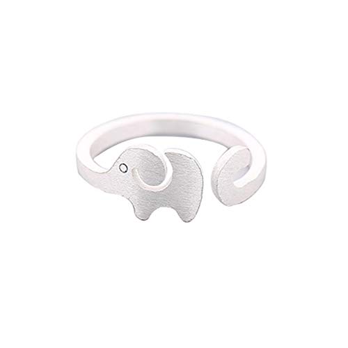 mxdmai Patrón Ajustable 925 Elefante Animal joyería Suerte Anillo Único hipoalergénico Favor de la Mujer Regalo (Plata)