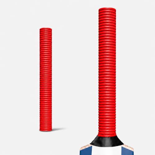 Image of Professional Cricket Bat Handle Semi Coil Grips with Better Shock Absorption | Cricket Accessories Bat Handle Grips, Pack of 1 (Red)