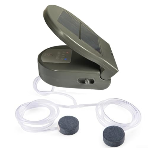 Pompa solare per laghetto, aeratore alimentato a batteria, per stagni dei pesci, ecologica, fontana ossigenatore da giardino (grigio, 2600 MAH)