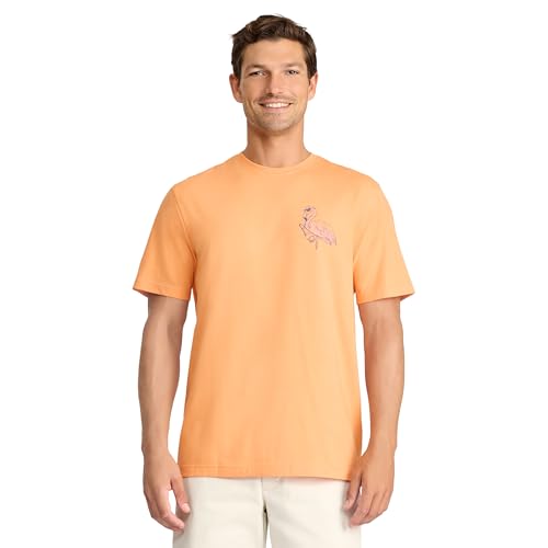 IZOD Men's Saltwater Short Sleeve Graphic T-Shirt, Tangerine