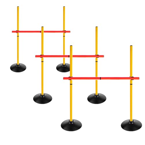 ASENVER Adjustable Height Agility Speed Hurdles with Rubber Base, Training Equipment Set for Soccer, Track and Field, Detachable Agility Poles (Pack of 3, 3.3 FT)